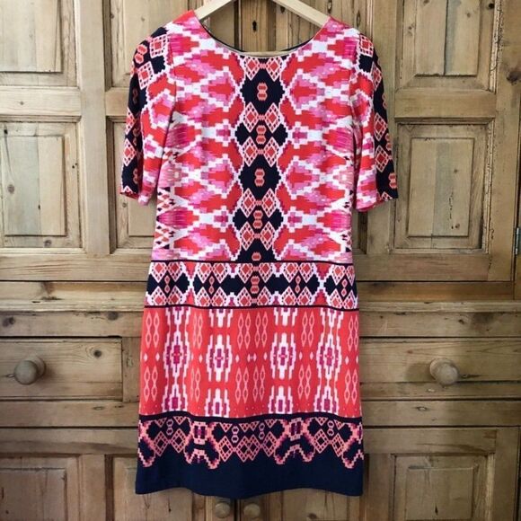 Eliza J 0 Petite Red / Blue Printed Dress‎ - See notes! - Picture 1 of 11